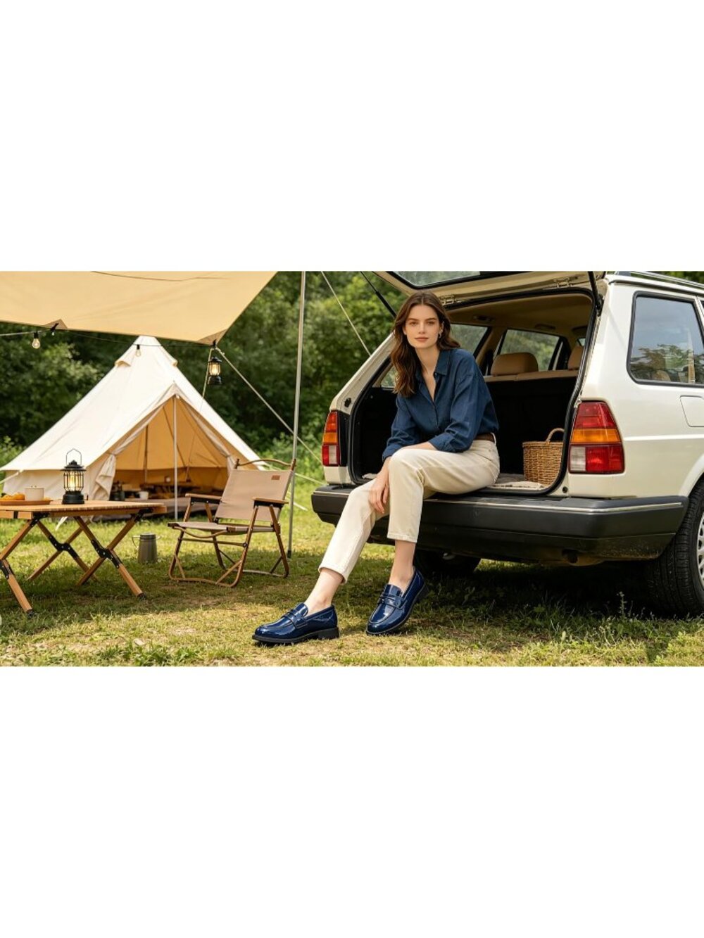 Women's Navy Patent Comfortable Lightweight Moccasins Loafers & Slip-Ons Shoes - Picture 3 of 6